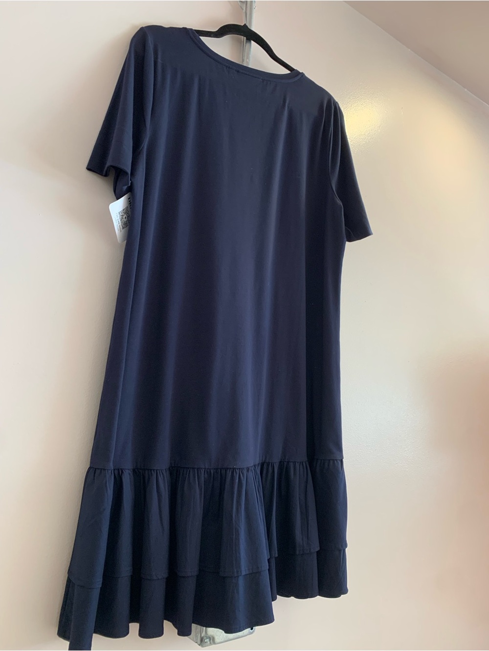 Chico's Navy Short Sleeve Ruffle-Hem Kids Dress - Picture 2 of 5